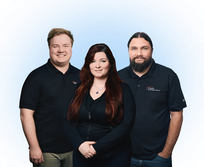 Clarity Technology Group team members Caleb, Beth and Jason